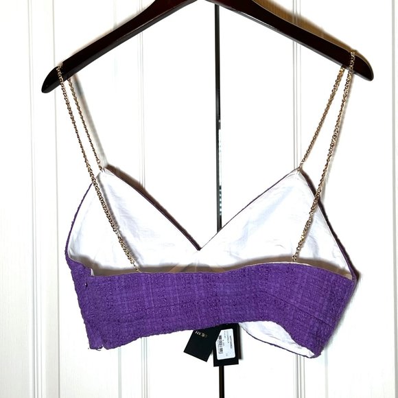 Maje Womens Lapraia Chain-Strap Tweed Top - Picture 9 of 9